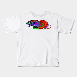 asian tora tiger in ecopop mexican totonac pattern in the wildlife Kids T-Shirt